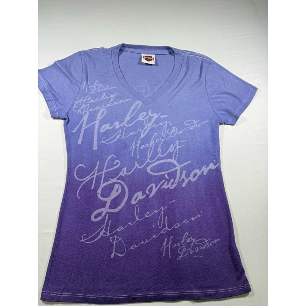 Harley-Davidson Caliente San Antonio Texas Purple Ombré V-Neck Graphic Tee M/L